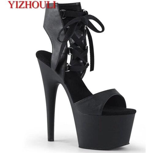 Dance pole dance show 17 cm high heel ankle boots with 7 inches of tapered toe, sexy banquet, dancing shoes