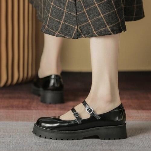 Mary Jane Shoes Female JK Thick-soled Patent Leather Casual Retro Small Leather Shoes 2021 New Single Shoes Loafers