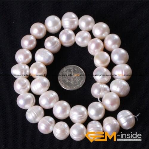 Pearl : 11-12mm Genuine Cultured Pearl Beads DIY Beads Loose Beads For Bracelet Or Necklace Making Strand 15" Wholesale
