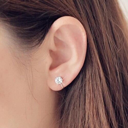 Real 925 Sterling Silver Heart-shaped Non Pierced Sparkling Earrings for Women AAA Zircon Small Clip Earrings Cartilage Jewelry