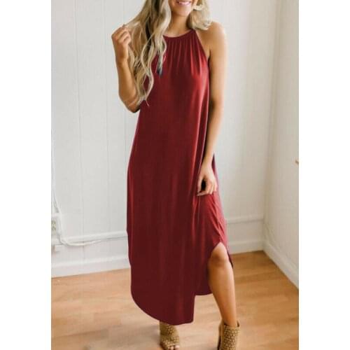 Womens Halter Neck Sleeveless Long Summer Holiday Dress Beach Cover Up UK
