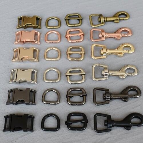 1 set 15mm metal buckle adjust buckle D ring dog clasp plated metal buckle safety clasp DIY collar leash sewing accessories