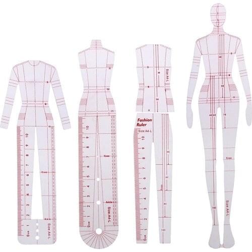 1 set Women Fashion Drawing Ruler Figure Drawing Template for Fashion Design Fashion Sketch Template Female school accessories