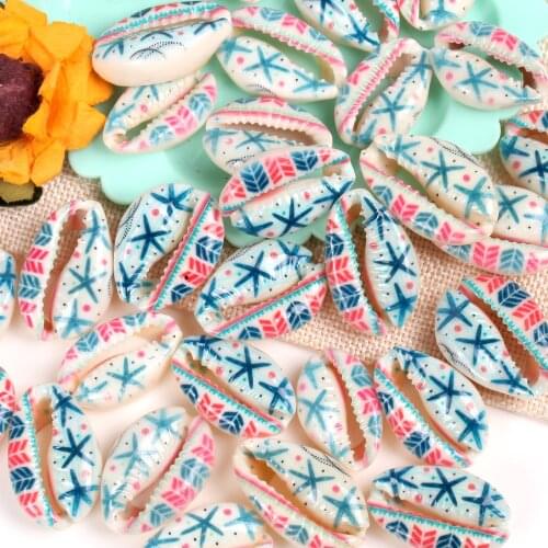 10 Pcs Natural Blue Starfish Beach Shell Beads For Jewelry Making 10-20mm Oval Shape Beads Diy Charm Necklace Bracelet Accessory