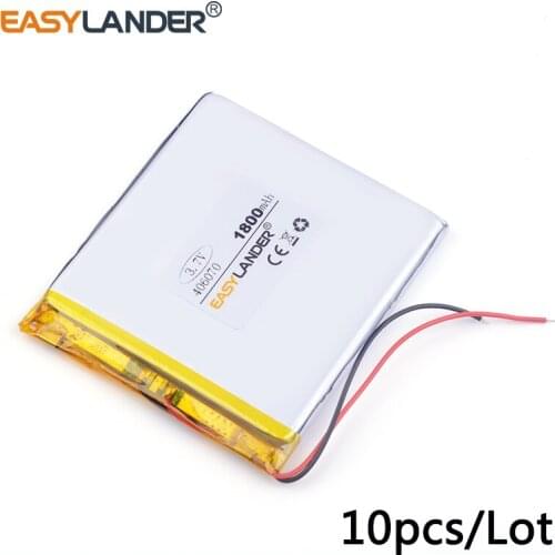 10pcs /Lot 3.7v lithium Li ion polymer rechargeable battery 406070 1800MAH GPS Mp5 Tablet battery E-book tablet pc power bank