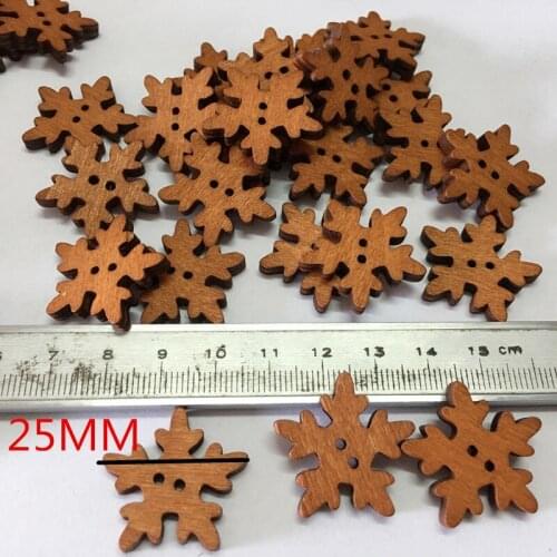 100PCS Snow Flower Heart Shaped Wooden Sewing Buttons Scrapbooking DIY Brown Wood 2 Holes Button for Crafts Accessories