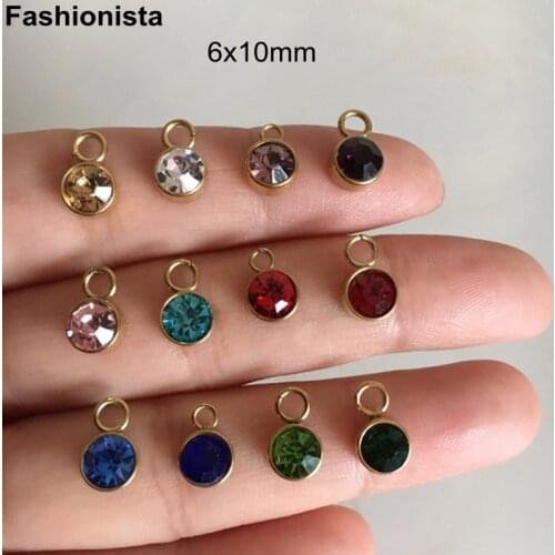 20 pcs - Small Gold Stainless Steel Cup Crystal Beads Charms For Earrings 6x10mm Red Green Blue Pink Purple Jewel-accessories 10