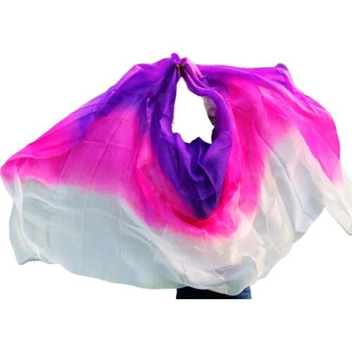 2016 design 100% real silk belly dance veil, cheap dance veils,tari perut kostum veil wholesale 250*114cm Purple+Rose Red+White