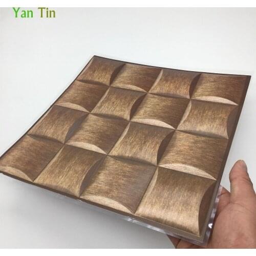 3D Brown Square Texture Tile Wall Sticker Kitchen Bathroom Tiles Decoration Waist Line Wall Decals Waterproof Vinly Art Mural
