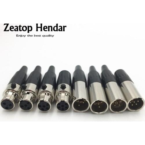 5Pairs Mini XLR 3 4 5 6 Pin Male + Female Plug XLR Audio Microphone Connector MIC for Cable Soldering Straight Adapter