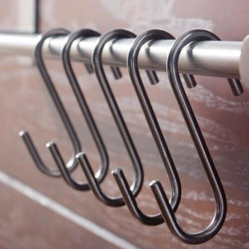 5Pcs Stainless Steel Practical Hooks S Shape Kitchen Railing S Hanger Hook Clasp Holder Hooks For Hanging Clothes Handbag Hook