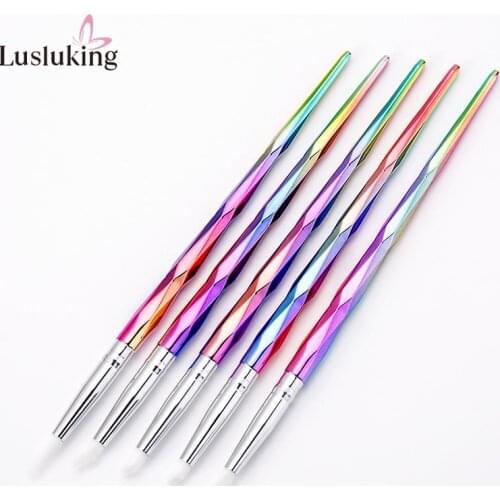 New 5pcs Nail Art Silicone Brush Carving Emboss Shaping Hollow Sculpture Dotting Pen Manicure Tools DIY Delicate Design Acrylic
