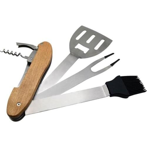 5in1 Foldable Barbecue Grill Utensils Multi Grill Tool Barbecue Spatula Cutter Fork Grilling Accessories For Outdoor BBQ Camping