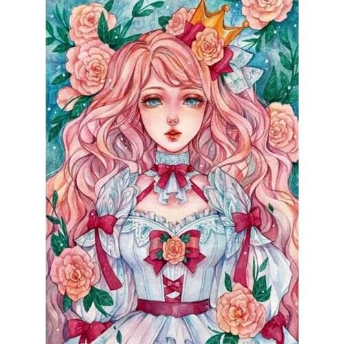 5D Diy Diamond Painting Cartoon Girl Portrait Full Square/Round Diamond Embroidery Mosaic Kit Home Decoration Wall Painting