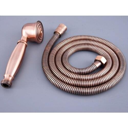 Antique Red Copper Brass Bathroom Telephone Shape Hand Spray Handheld Shower head 1.5m Hand Held Shower Head Hose mhh127
