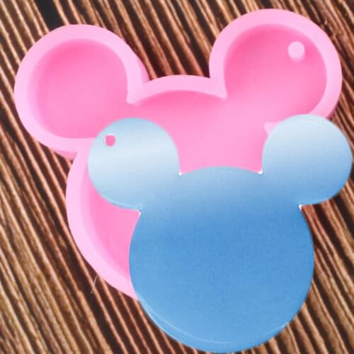 Shiny Mouse Head Shape keychains Silicone Mold DIY Jewelry Making Glitter Epoxy Resin Mould Key Chain Pendant Polymer Clay Molds