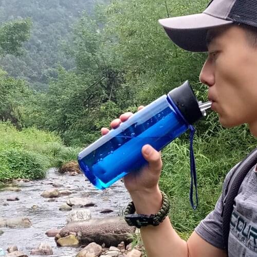 Water Filter Bottle Straw Purifier Survival Emergency Camping Hiking Tool