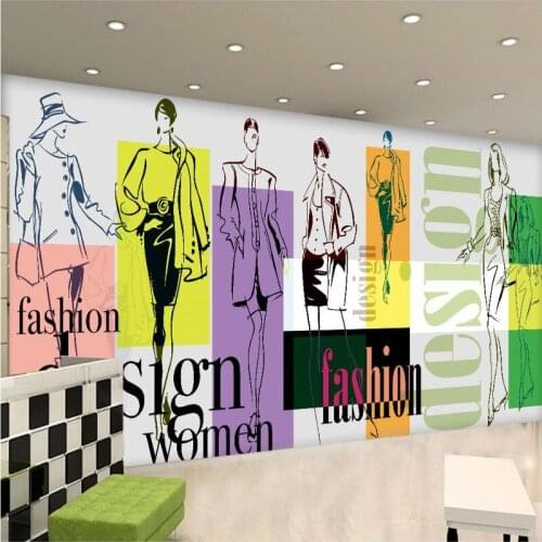 Photo wallpaper Fashion women silhouette mural dress shop mall decorative painting corridor bedroom wallpaper