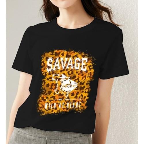 Womens T-shirt Comfortable Casual Round Neck Wild Leopard Pattern Printing Series Short-sleeved Commuter Fashion Trendy T-shirt