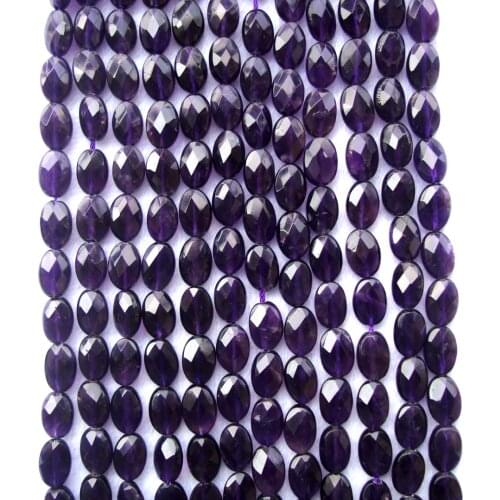 Natural Amethyst Faceted Flat Oval Shape 8*12mm Loose Beads For Jewelry Making DIY Bracelet Necklace Earrings