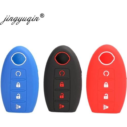 Jingyuqin 30pcs/lot Key Cover Holder For Infiniti for Nissan Qashqai J11 Juke X-Trail 4 Buttons keyless Case Remote