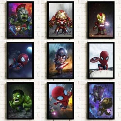 Cartoon Marvel Character Canvas Painting Wall Art Poster and Prints Superhero Baby Picture Cute Avengers Kids Bedroom Home Decor