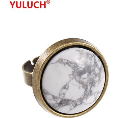 YULUCH 2018 NEW Vintage Bronze Zinc Alloy Inlaid Jewellery Stone Ring For Fashion Woman Pop Party Gifts
