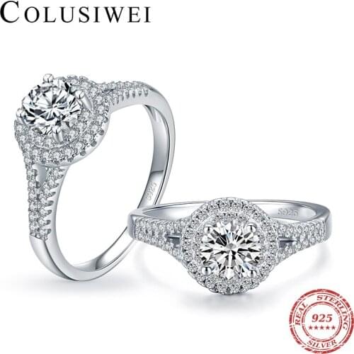 COLUSIWEI Classic Vintage 925 Sterling Silver AAAAA Cubic Zirconia Ring for Women Luxury Wedding Engagement Bands Fine Jewelry