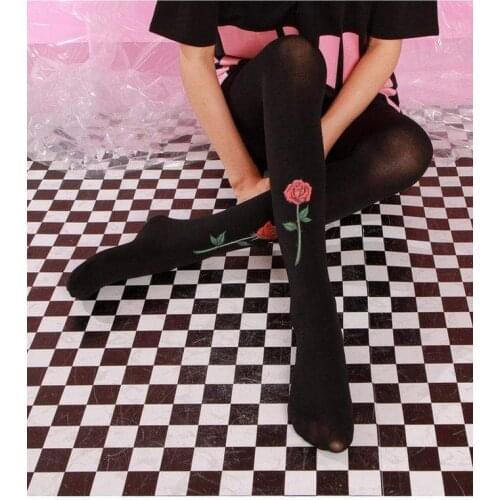 Rose tattoo print pantyhose