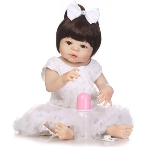 NPKCOLLECTION 22" lovely Full silicone simulation newborn baby girl bebe boneca best child festival gifts silicone reborn dolls