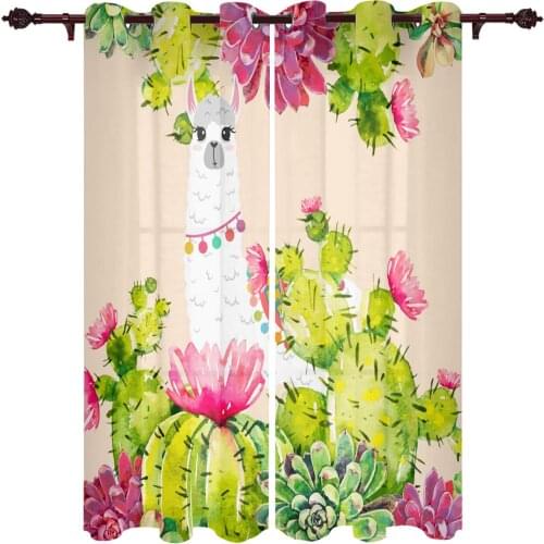 Summer Cactus Alpaca Large Curtains For Living Dining Modern Simple Curtains Finished Curtains For Dining Room Bedroom