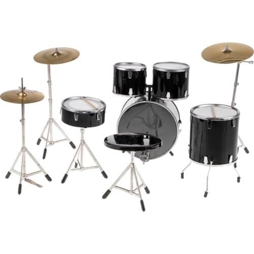 1:6 Scale Miniature Drum Set 7pcs Complete Drum Kit Musical Instrument for 12'' Action Figure or Blythe BJD Doll