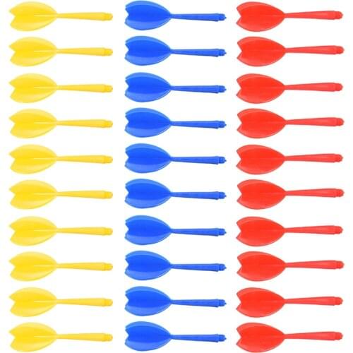 30 Pieces ABS Multicolor Durable Plastic Darts Shaft Flight Combo Set Red Yellow Blue Darts Replacement Accessories