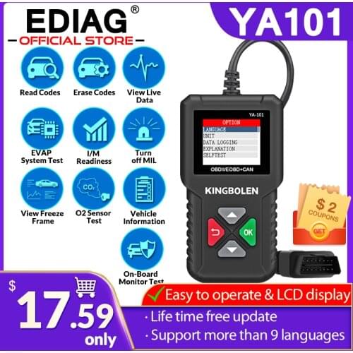 Ediag YA101OBD 2 Scanner Engine Code Reader Car Diagnostics Tool Multilingual Free Update ODB2 Automotive Scanner Check Engine