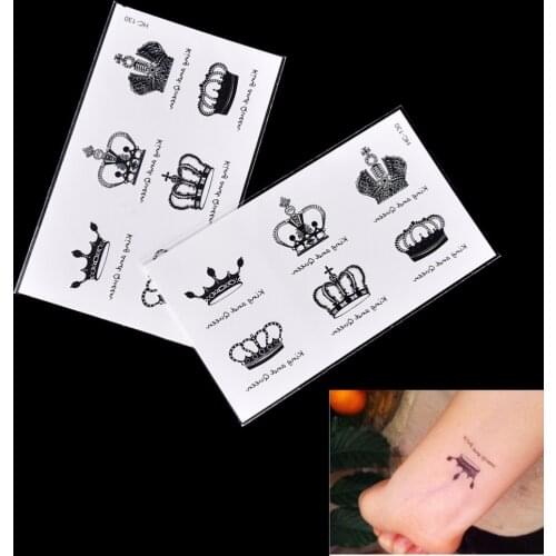New Fake Temporary Tattoo Sticker Disposable Crown Arm Body Waterproof Women Art