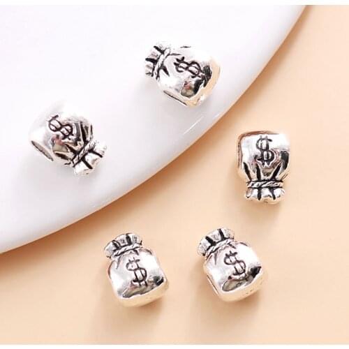 Vintage Silver Purse Beads Fit Pandora Charms DIY European Bracelets For Metal Jewelry Making 40pcs/lot
