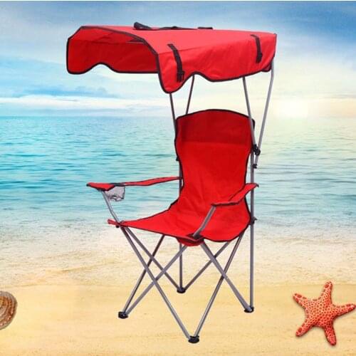 Camping Awning Folding Beach Chair For Outdoor Fishing Carry Umbrella Lounge Chair
