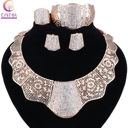Sale 2017 Bling-Bling Gold Fashion Jewelry Sets ,Chunky Necklace Bangle Black Women Costume Jewelry Set & More