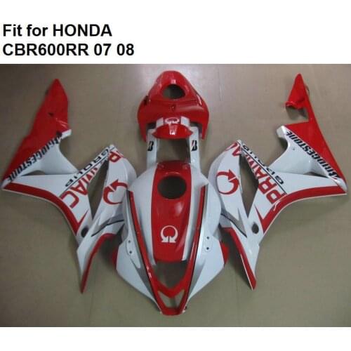 Hot sale fairings for Honda CBR 600RR 07 08 white red fairing kit CBR600RR 2007 2008 HZ03