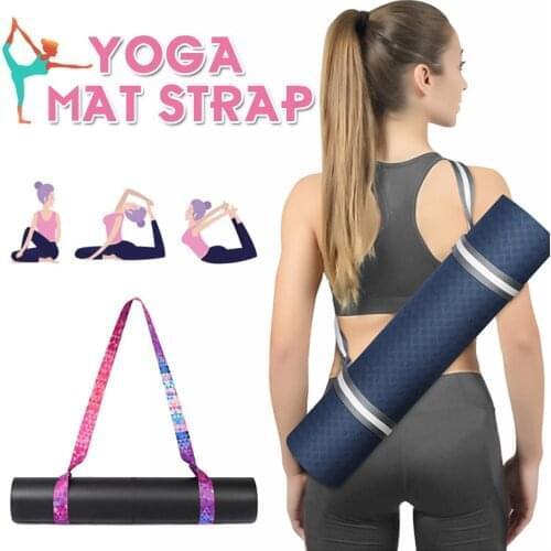 Stylish Printed Yoga Mat Strap Yoga Belt Adjustable D-Ring Fitness Gym Arm Legs Waist Exercise Training Rope Resistance Bands