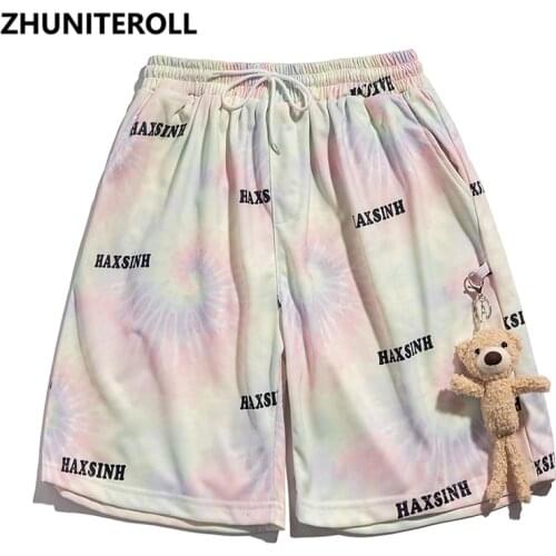 2021 Fashion Streetwear Gradient Shorts Men Kanji Toy Elastic Shorts Hip Hop Harajuku Jogger Shorts Summer Track Short Sweatpant