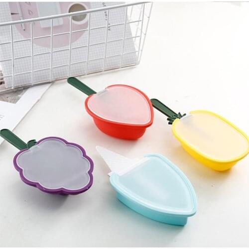 Silicone Fruit Shape Ice Cream Mold Ice Maker With Lid Kitchen Accessories