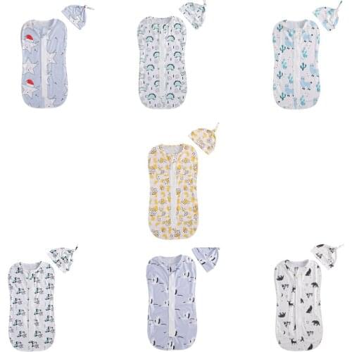 Citgeett New Winter Autumn Emmababy Childrens Cartoon Zipper Sleeping Bag Babys Cotton Hat with Multi-pattern