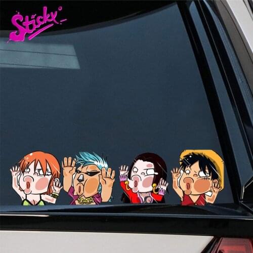 STICKY One Piece Luffy Game Funny Anime Peeking Glass Vinyl Decal Sticker For Car Window Laptop Hydroflask Waterbottle PVC
