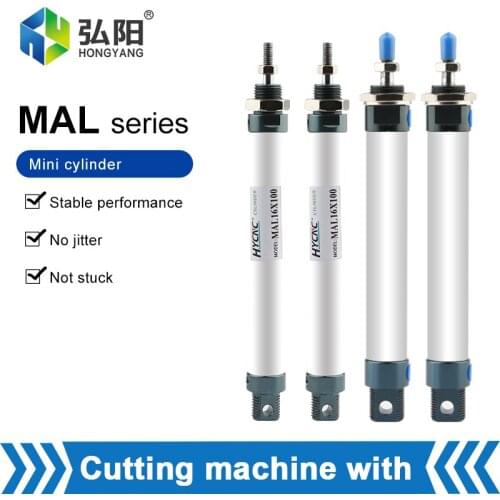 Air Cylinder Compressed Air Cylinder MAL Series Miniature Bore 50 75 100mm Stroke Double-Acting Aluminum Alloy Cylinder
