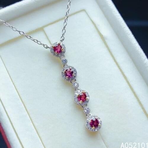 KJJEAXCMY fine Jewelry 925 Sterling Silver Natural Garnet Girl lovely Pendant Necklace Support Test Chinese style hot selling