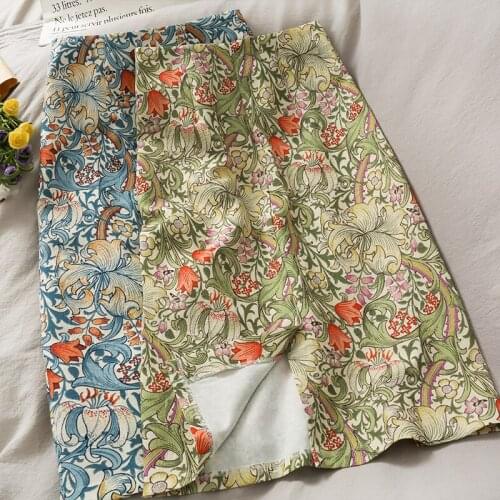 Women Vintage Print Floral Skirts Brand New 2021 Fashion High Waist Spilt Casual Slim Mid-Length Bodycon Pencil Skirt