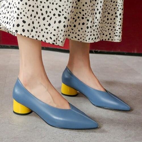 2021 New Shallow Hig Heels Pumps Female Trend Fashion Women Genuine Leather Shoes Woman Heels Spring Wedding Women Shoes