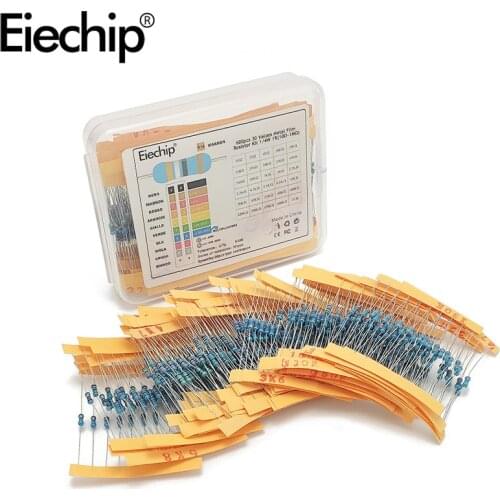 1/4W 30 values Metal Film Resistor assortment Kit 10R-1M Resistor Pack ,50 values 1% Set of resistors 1R-10M DIY Assorted Kit
