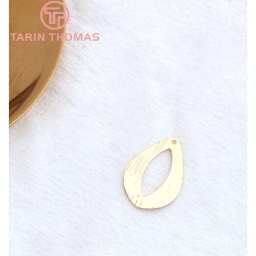 10PCS 18x25MM 24K Gold Color Plated Brass Hollow Drop Shaped Charm Pendant for DIY Jewelry Making Findings Accessories